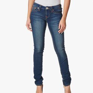 True Religion Low Rise Raw Hem Jean in Mid Wash Slim Fit Womens 26x31